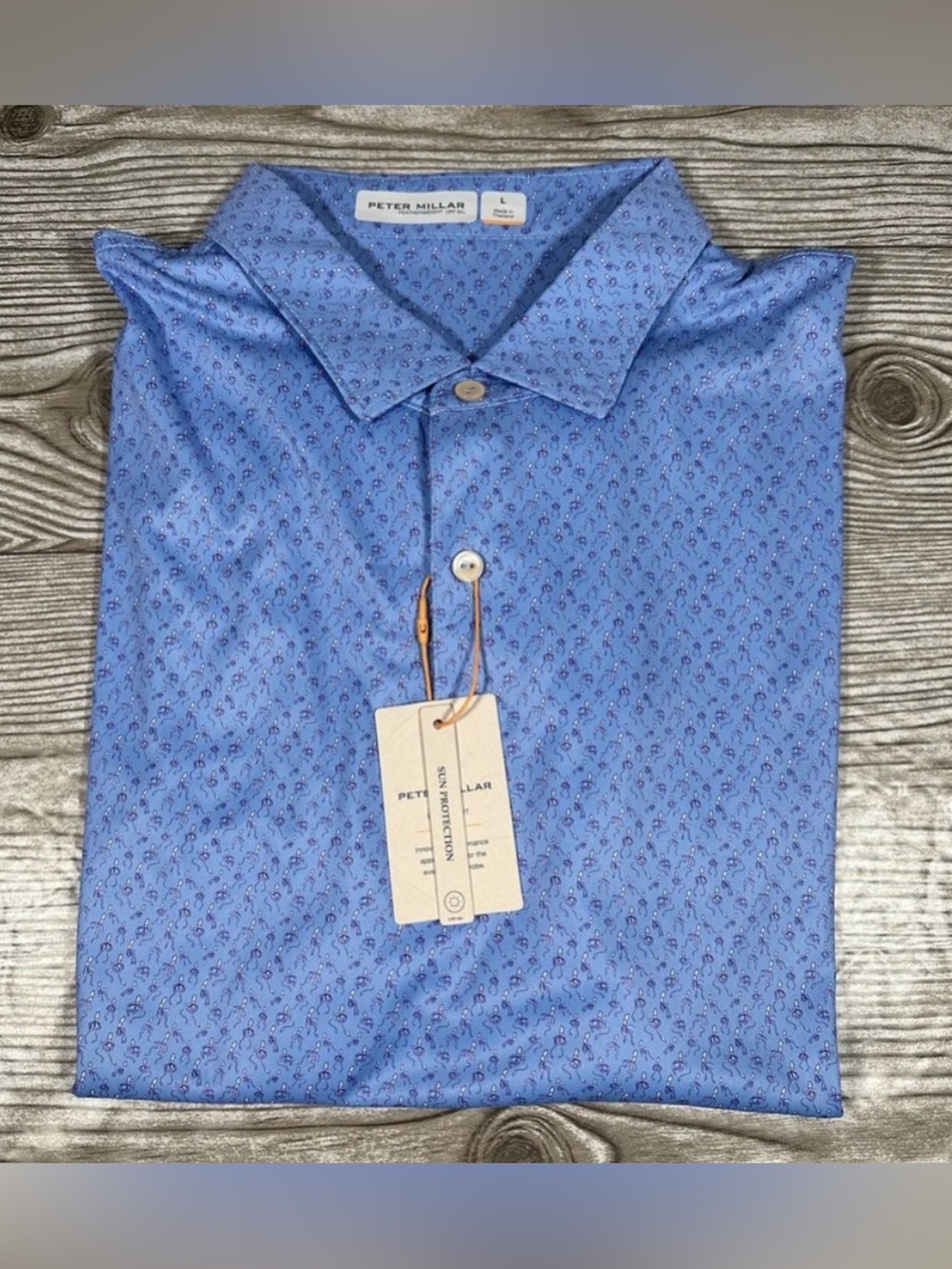 Peter Millar Crown Sport Featherweight Squid Pro Quo Blue Polo Golf Shirt Large - Picture 3 of 9